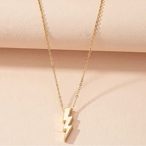 Gold Lightning Bolt Chain Necklace Gold Plated Women’s Men’s Jewelry NEW
